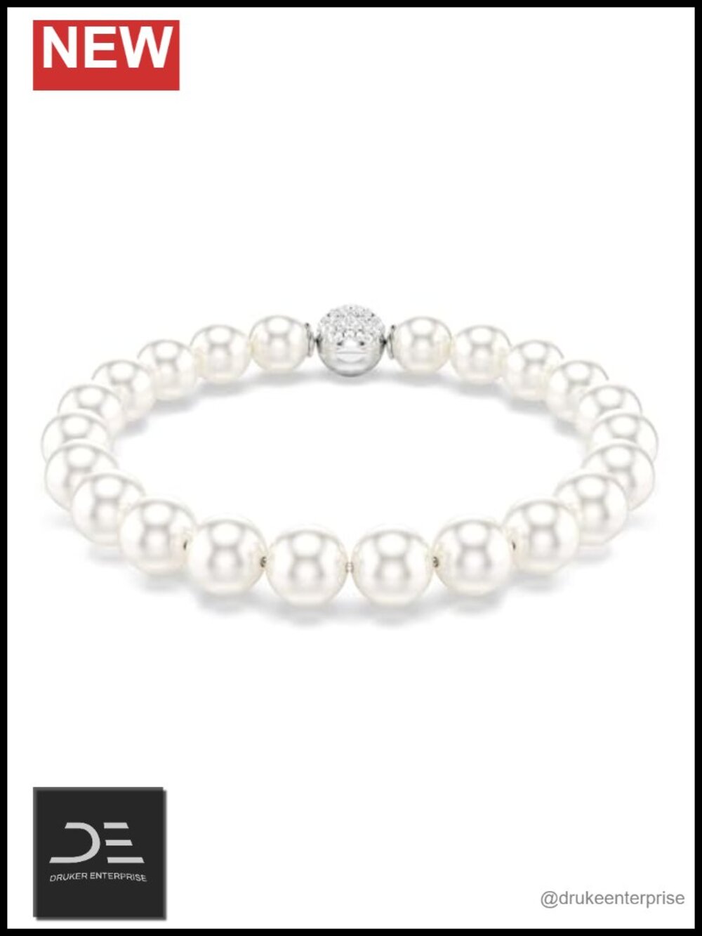 Swarovski Matrix Crystal Pearl Bracelet Rhodium Plated Link